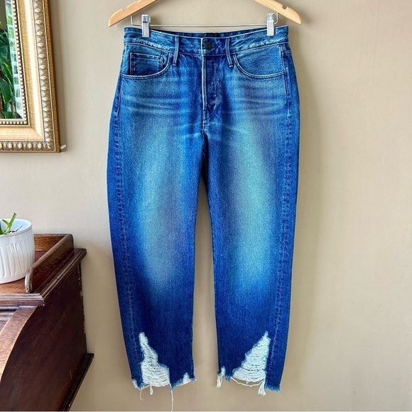 3X1 Higher Ground Straight Barrel Leg Crop Jeans Raw Chewed Hem Rushmore Wash 28 - Picture 2 of 16